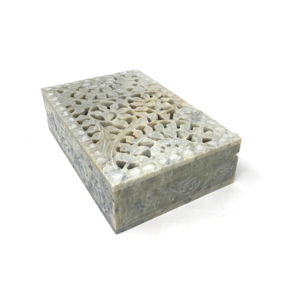 Shreyshti Soapstone Storage / Tarot Card Box Net Carving approx 6"x4" for Tarot Cards, Jewelry etc. - Image 6